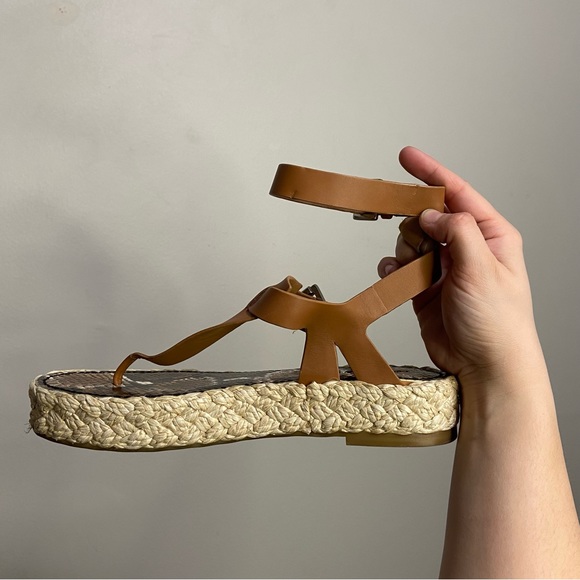 Sigerson Morrison Jabel Brown Snakeskin Leather Thong Toe Platform Espadrilles - Picture 3 of 6